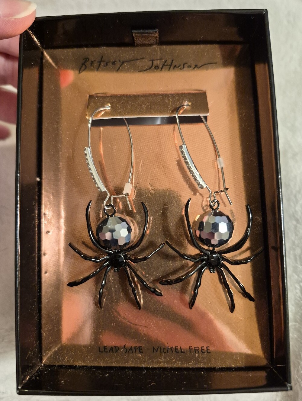 Betsey Johnson Disco Ball Spider Drop Earrings